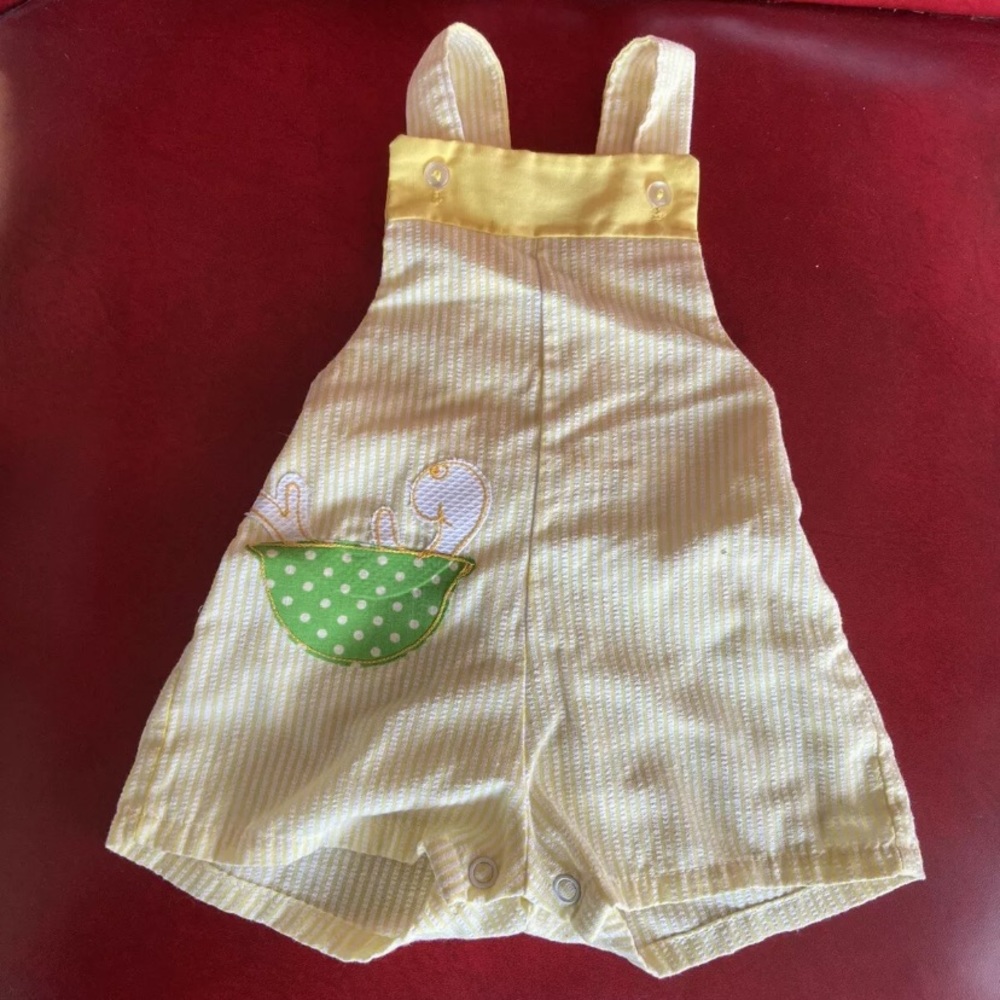 Vintage JC Penneys Turtle Toddle Time Size 1/2 Yellow One Piece Romper Jumpsuit